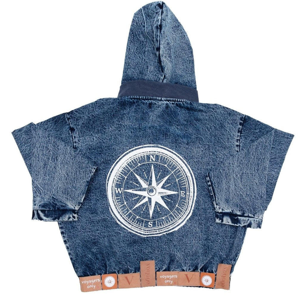 Voyager Denim Hooded-Bomber Jacket
