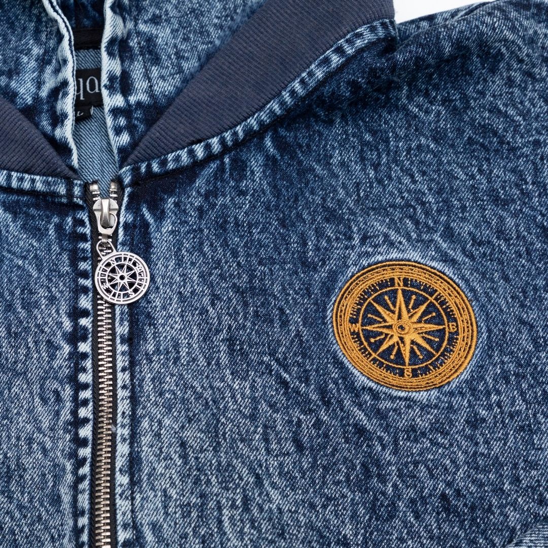Voyager Denim Hooded-Bomber Jacket