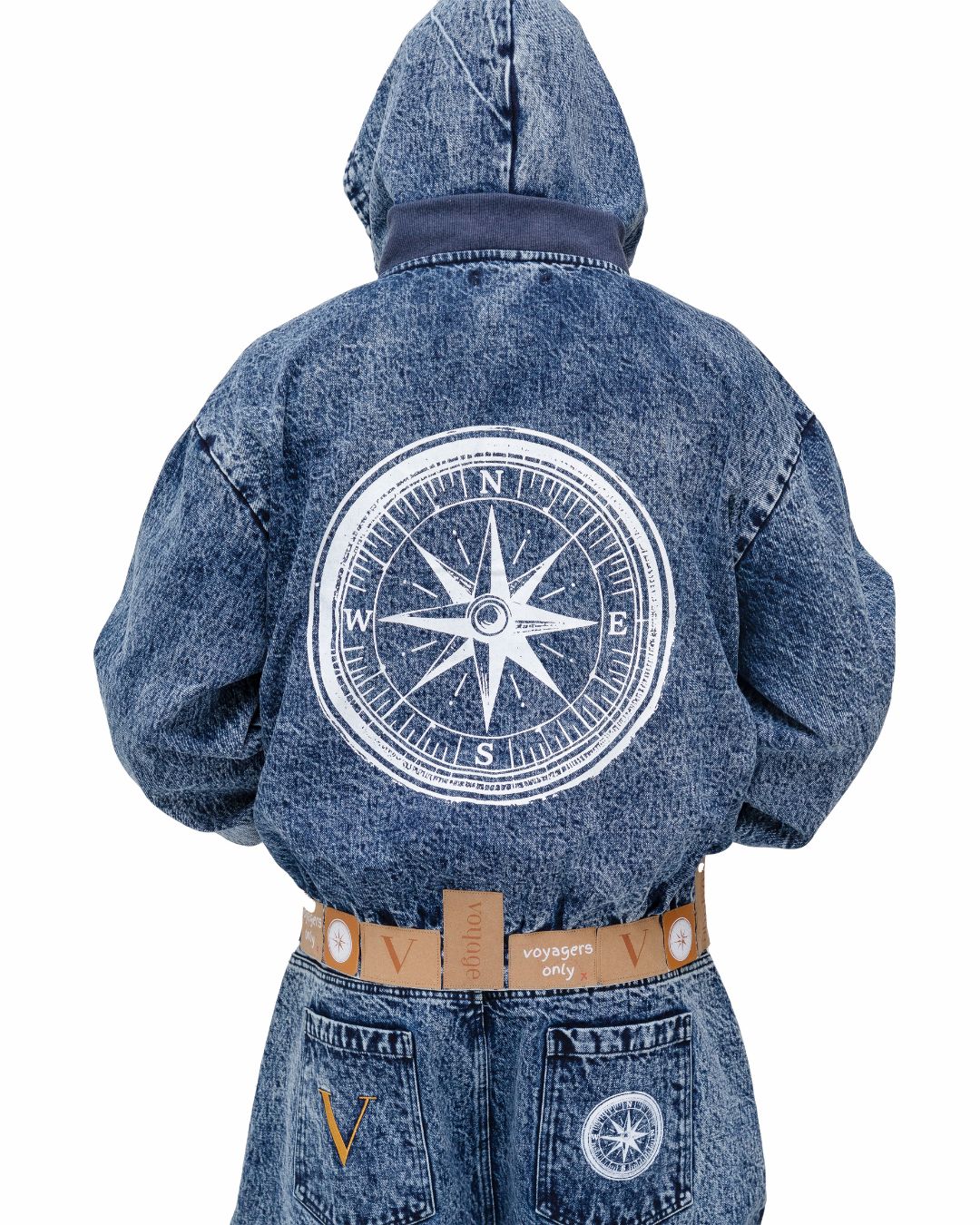 Voyager Denim Hooded-Bomber Jacket